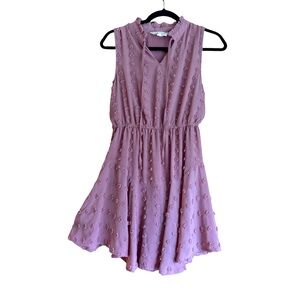 🌸 3/$25 Sweet‎ Wanderer Rose Pink Swiss Dots Sleeveless Dress Size Small